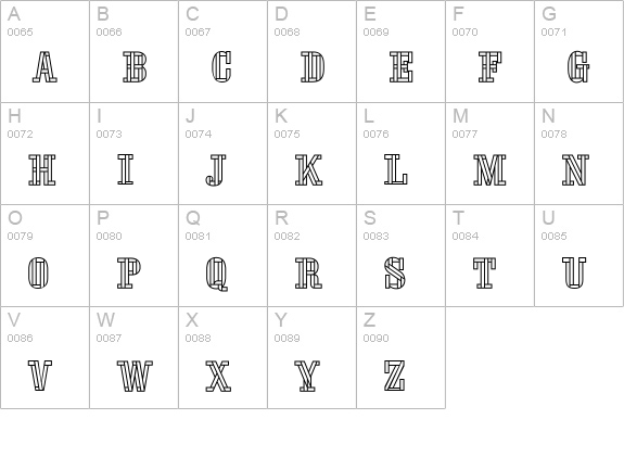 Oaktag Outline uppercase A-Z preview