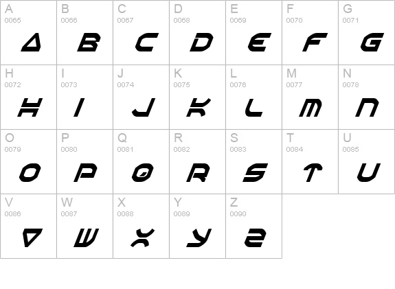Oberon Condensed Italic uppercase A-Z preview
