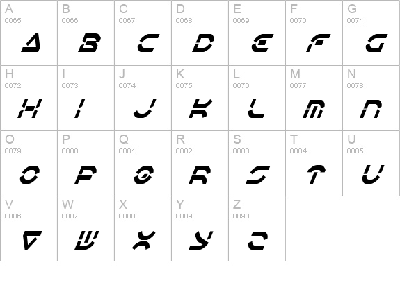 Oberon Deux Condensed Italic uppercase A-Z preview