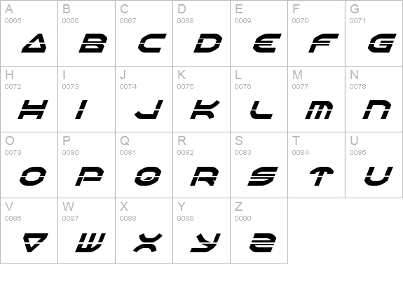 Oberon Laser Italic uppercase A-Z preview