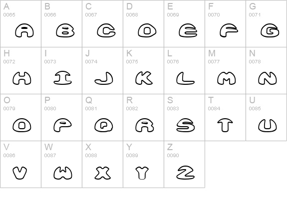 Obloquy Outline (BRK) uppercase A-Z preview