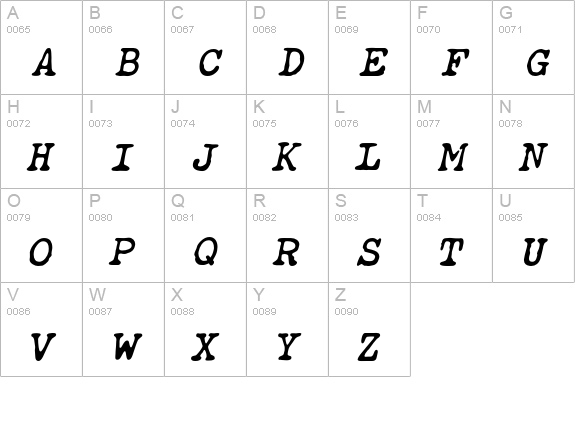 ObsoleteBoldOblique uppercase A-Z preview