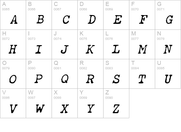 ObsoleteOblique uppercase A-Z preview