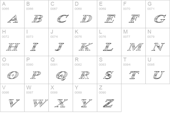 Occoluchi Italic Outline uppercase A-Z preview