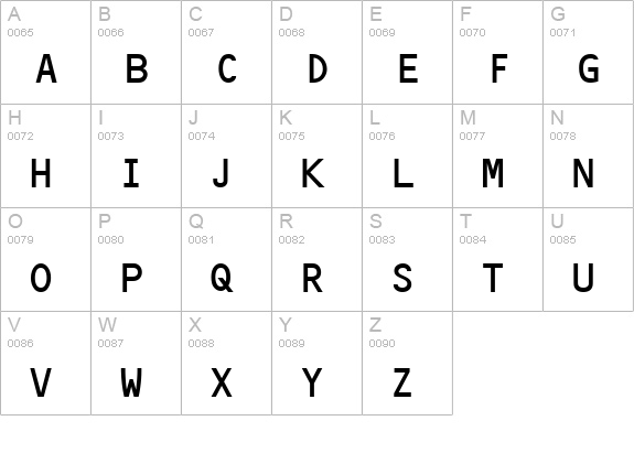 OCRBLetM uppercase A-Z preview