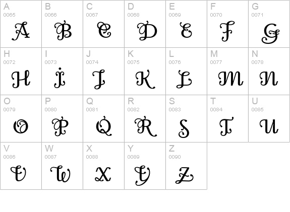 Odile-DecoInitials uppercase A-Z preview