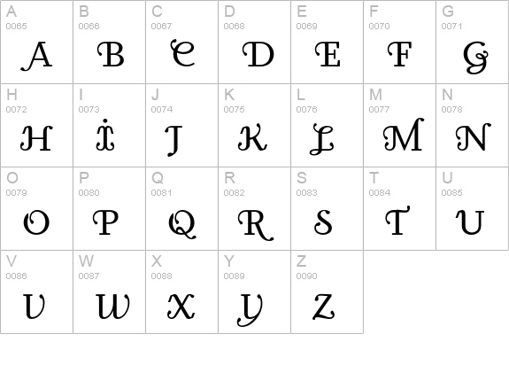Odile-Initials uppercase A-Z preview