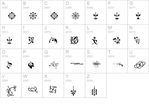 Odile-Ornaments uppercase A-Z preview