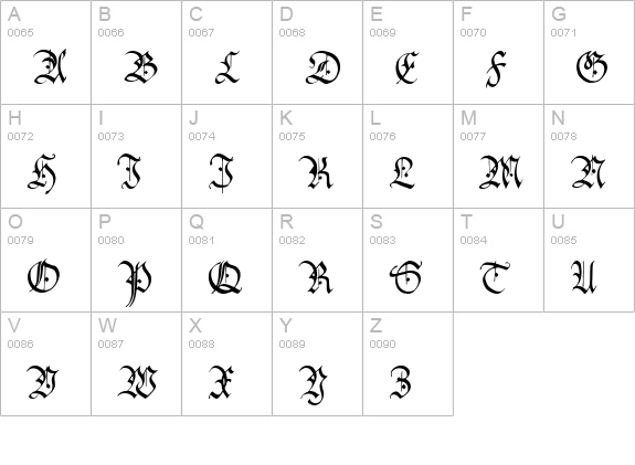 Offenbach Chancery uppercase A-Z preview