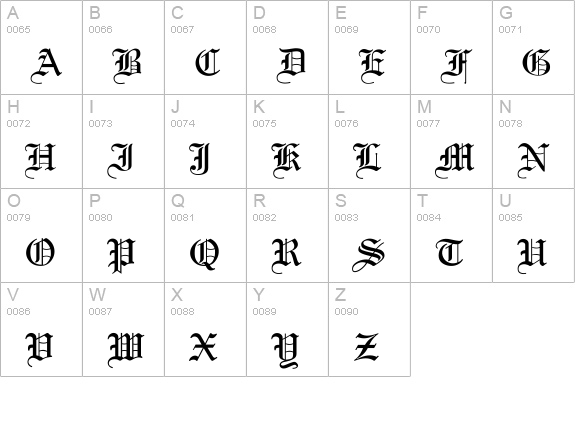 Old English uppercase A-Z preview
