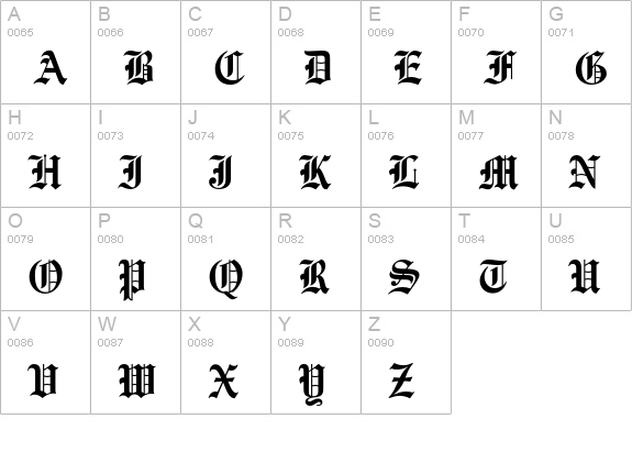 Old English Std uppercase A-Z preview