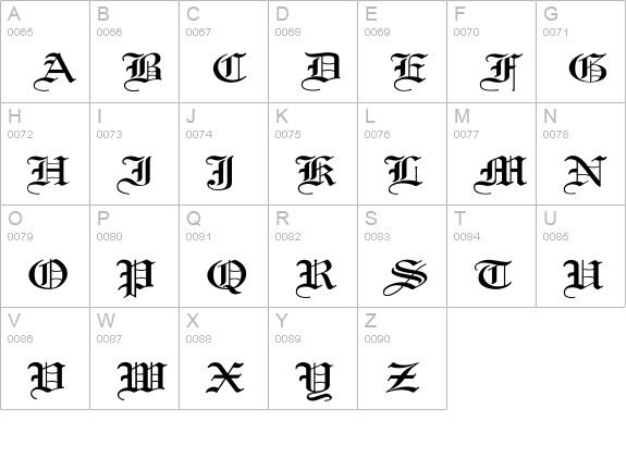Old English Wd uppercase A-Z preview