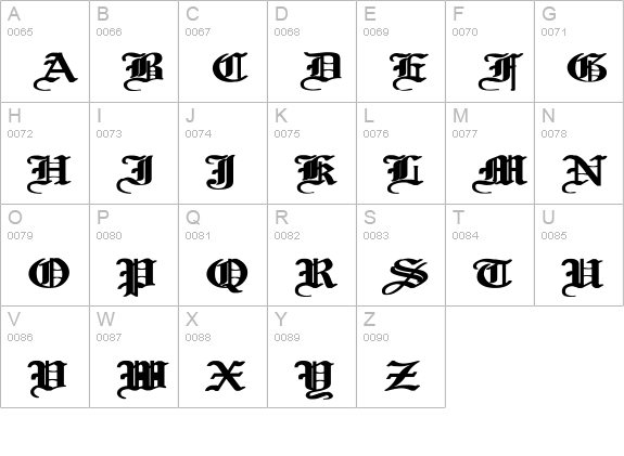 Old English Wd Bold uppercase A-Z preview
