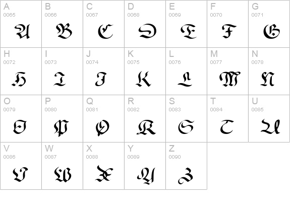 Old Germen DB uppercase A-Z preview