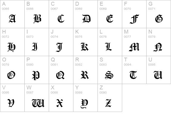 Old London DB uppercase A-Z preview