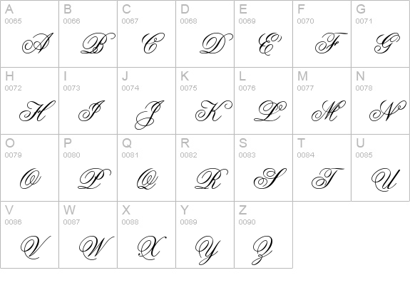 Old Script uppercase A-Z preview