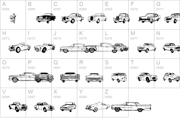 OLDCAR uppercase A-Z preview