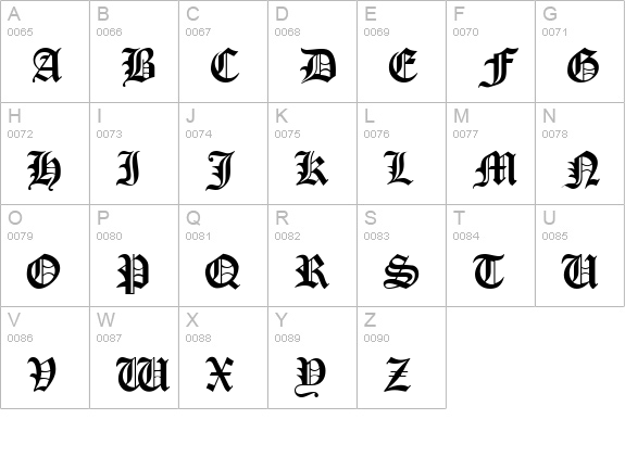 OldEnglish Regular uppercase A-Z preview