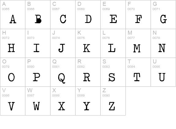 OldTypewriterEF-Bold uppercase A-Z preview