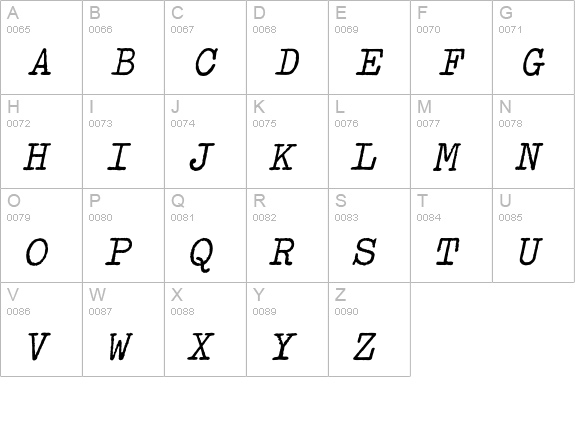 OldTypewriterEF-BoldObl uppercase A-Z preview