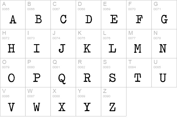OldTypewriterEF-ExBold uppercase A-Z preview