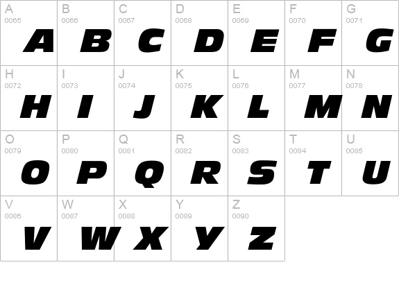 OliveAntiqueBlackExtItalic uppercase A-Z preview