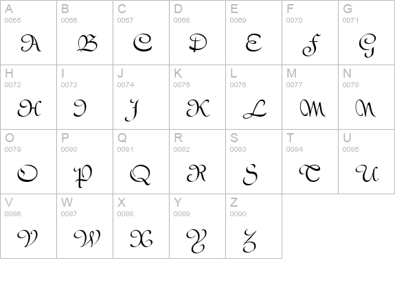 Olivia uppercase A-Z preview