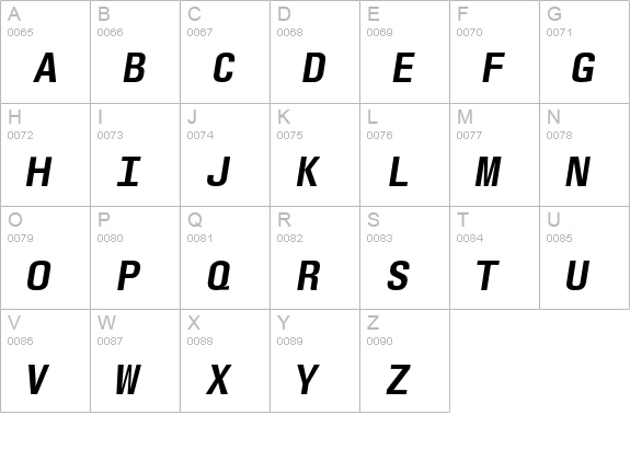OlympiaEF-SemiBoldOblique uppercase A-Z preview