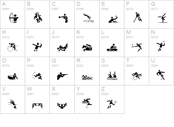 Olympicons Regular uppercase A-Z preview