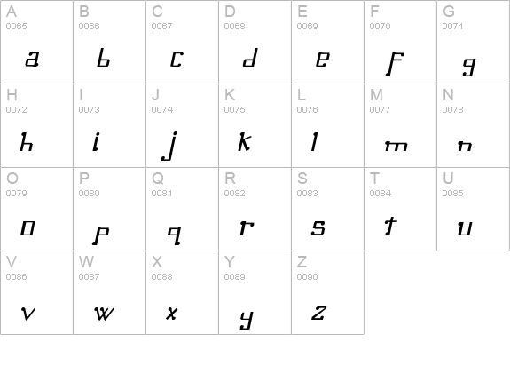 Omellons MediumItalic uppercase A-Z preview