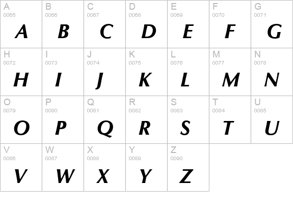 Omichron Bold Italic uppercase A-Z preview
