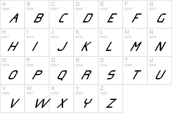 Omicron Zeta Slant uppercase A-Z preview