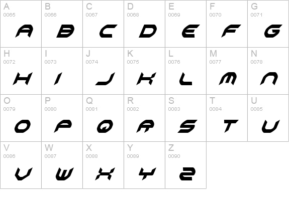 Omni Girl Condensed Italic uppercase A-Z preview