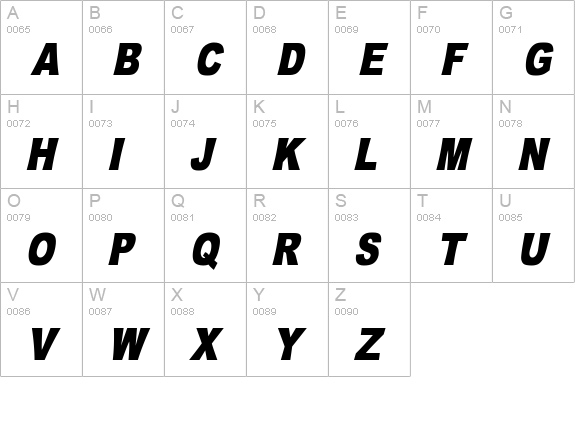 OMNIBLACK Italic uppercase A-Z preview
