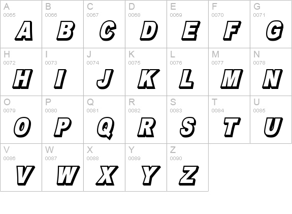OMNIBLACK Outline Italic uppercase A-Z preview