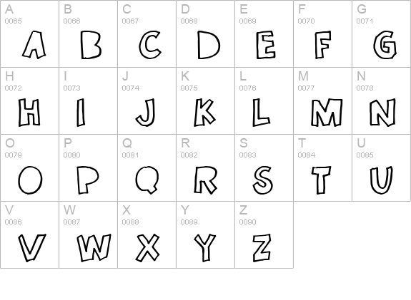 Once in a while uppercase A-Z preview