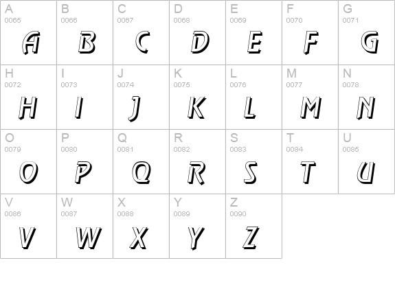 OnStageShadow-Italic uppercase A-Z preview