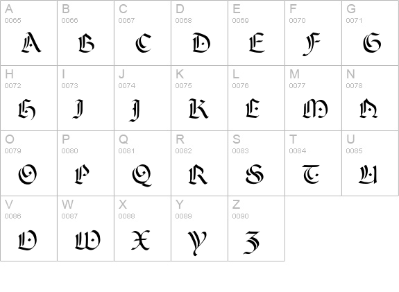 Ophelia uppercase A-Z preview
