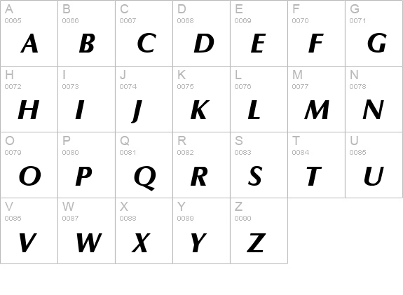 Optane ExtraBold Italic uppercase A-Z preview
