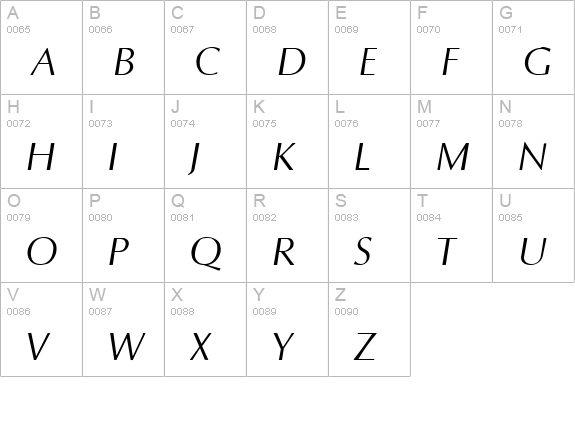 Optane Italic uppercase A-Z preview
