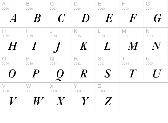 OPTIAmericanCaslon-ItSwash uppercase A-Z preview