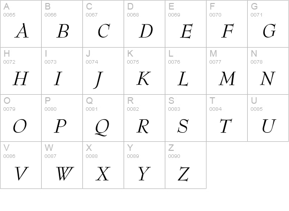 OPTIBenjieModern-Italic uppercase A-Z preview