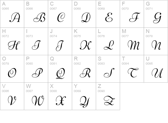 OPTIBernhard-BoldCursive uppercase A-Z preview