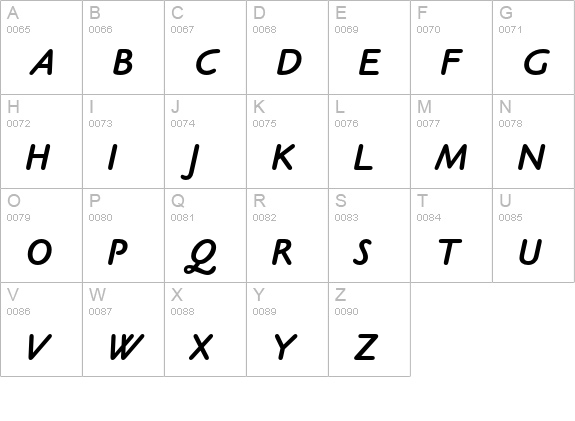 OPTICookeSans-BoldItalic uppercase A-Z preview