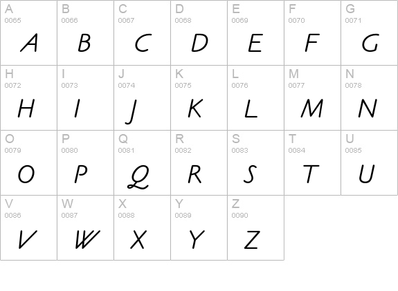 OPTICookeSans-Italic uppercase A-Z preview
