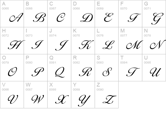 OPTIDiannaScript-LightAgen uppercase A-Z preview