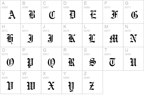 OPTIEngraversOldEnglish uppercase A-Z preview