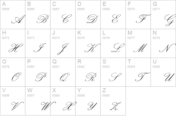 OPTIExcelsiorScript uppercase A-Z preview