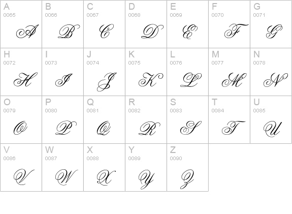 OPTIFlemish-Script uppercase A-Z preview