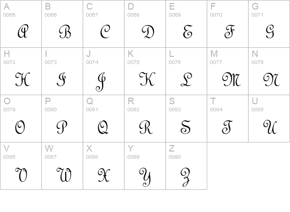 OPTIFrench-Script uppercase A-Z preview